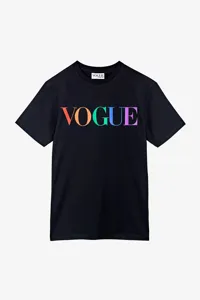 T Shirt VOGUE nera con logo colorato