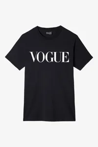 T Shirt VOGUE nera con logo stampato bianco