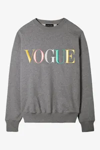 VOGUE grey sweatshirt with rainbow embroidered logo