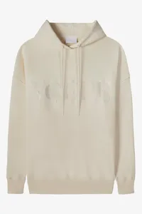 Hoodie VOGUE cream with logo embroidered tone on tone