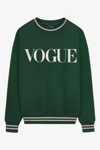 Felpa VOGUE Retro Sports verde con logo ricamato bianco