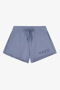 Pantaloncini VOGUE Dusty Pastels blu denim con logo ricamato