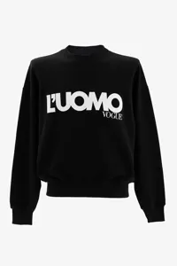 L'UOMO black sweatshirt with white embroidered logo