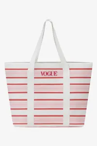 Borsa VOGUE crema a righe rosse con logo ricamato