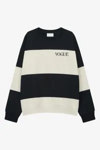 Felpa VOGUE Stripes Edition nera a righe bianche larghe