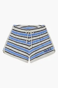 Blue striped VOGUE shorts with embroidered logo